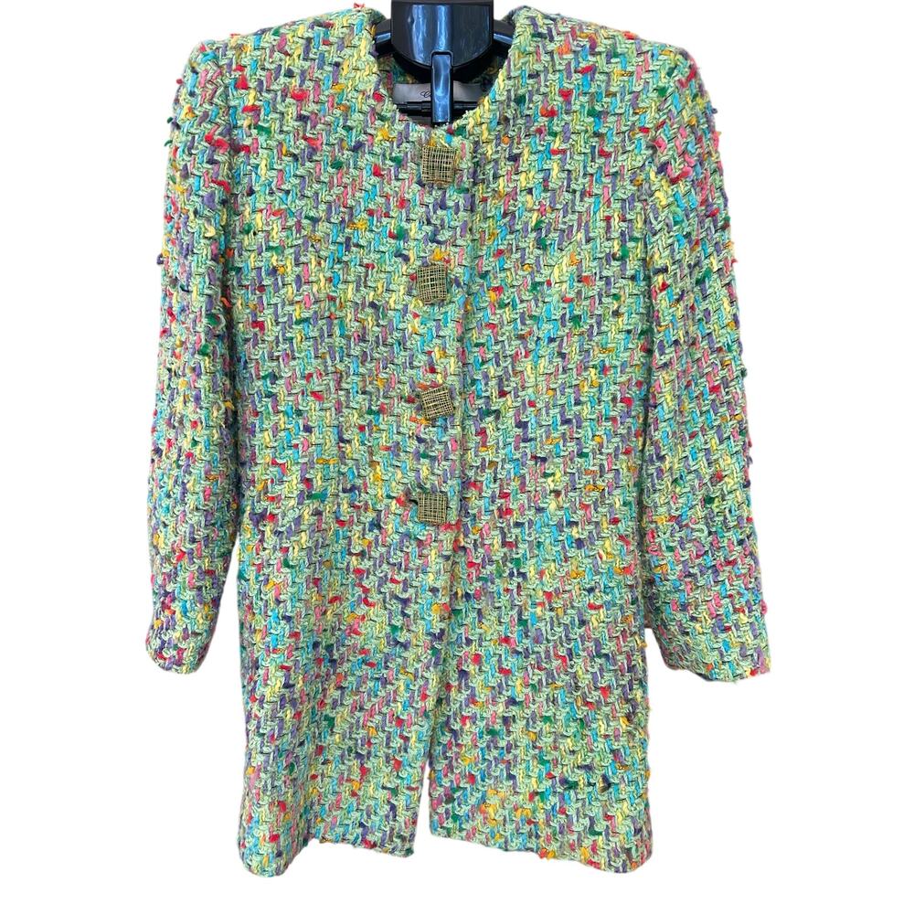 Lee Anderson Couture Multicolor Tweed Coat – 80s/90s Paris Designer Vintage S 4